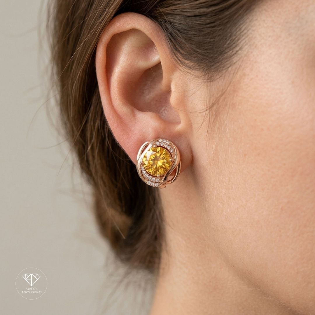 Aretes Espiral Circonia Citrino