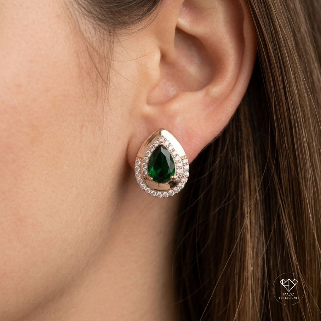 Aretes Gota Esmeralda