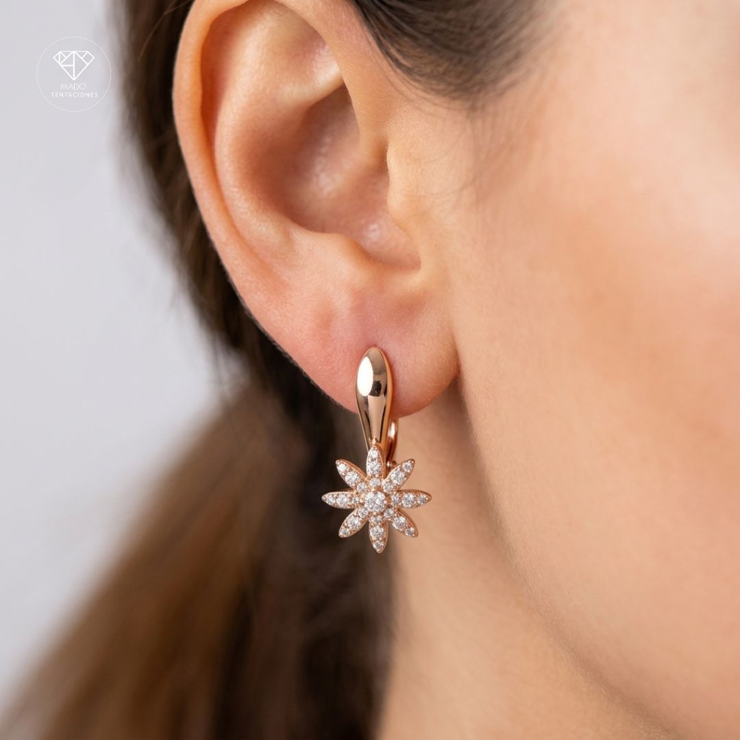Aretes Sistema Flor Estrella