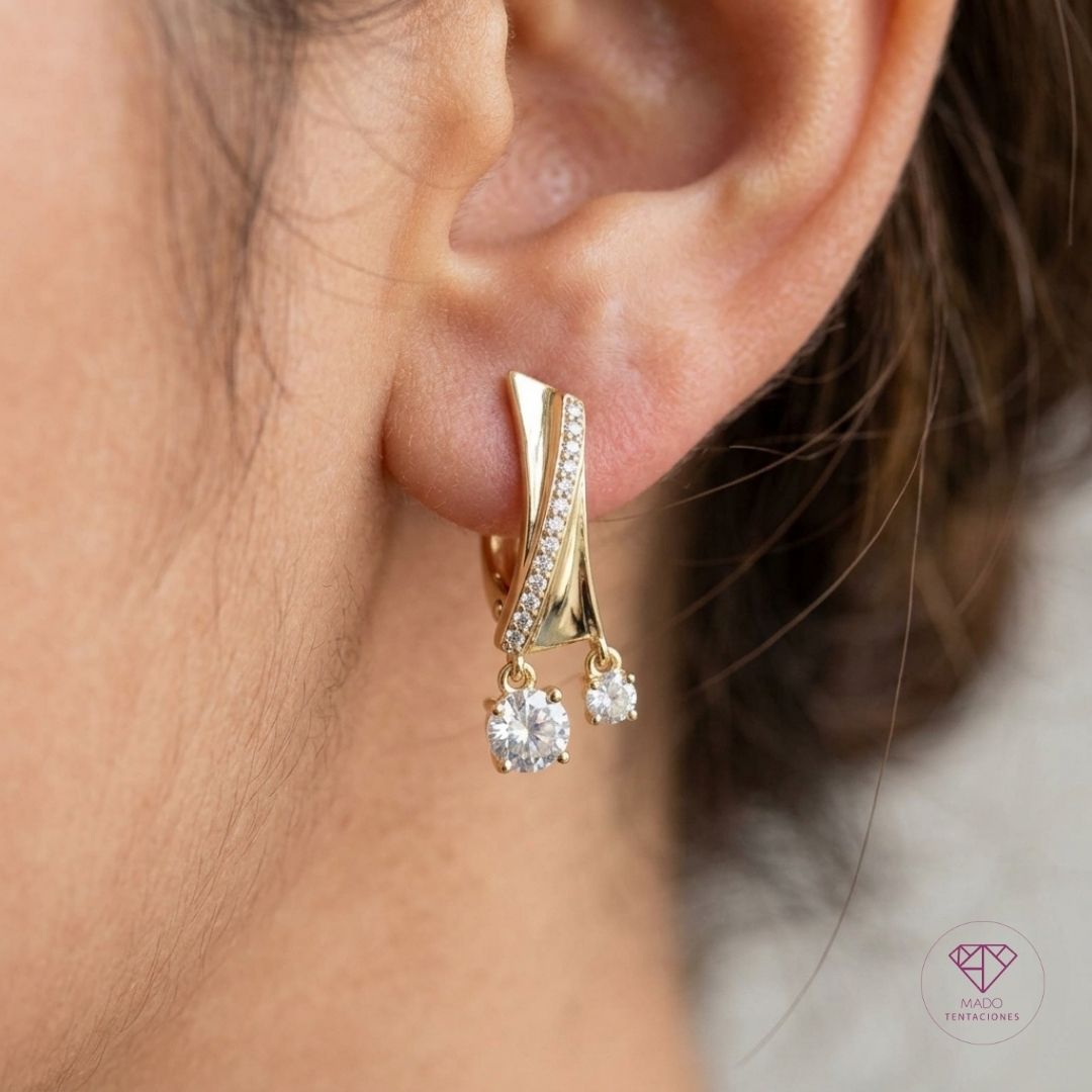 Aretes Colgantes Doble Brillante