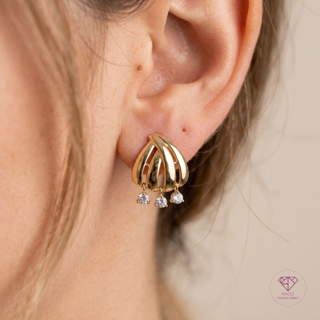 Aretes Abanico Gotas Brillantes