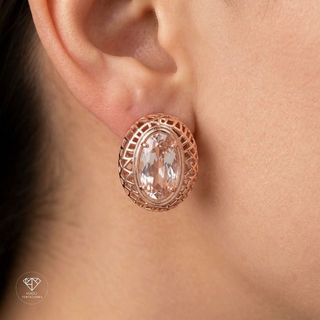 Broqueles Oval Rejilla Cristal