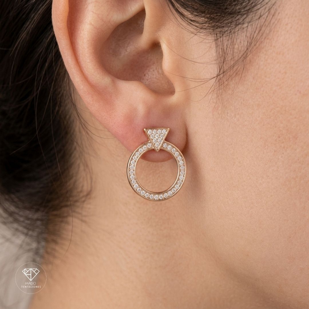 Broqueles Círculo Triángulo Pavé