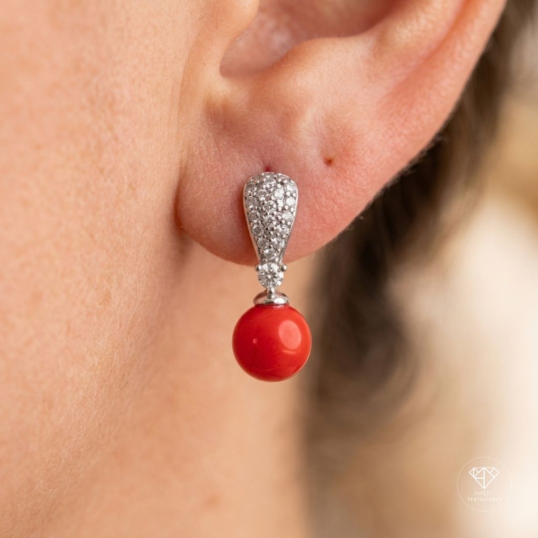 Aretes Esfera Coral