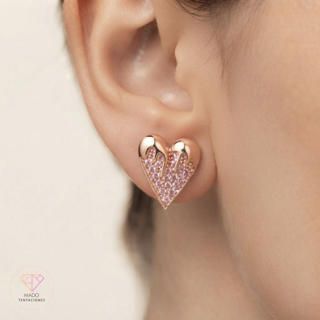 Aretes Broquel Corazón Derretido