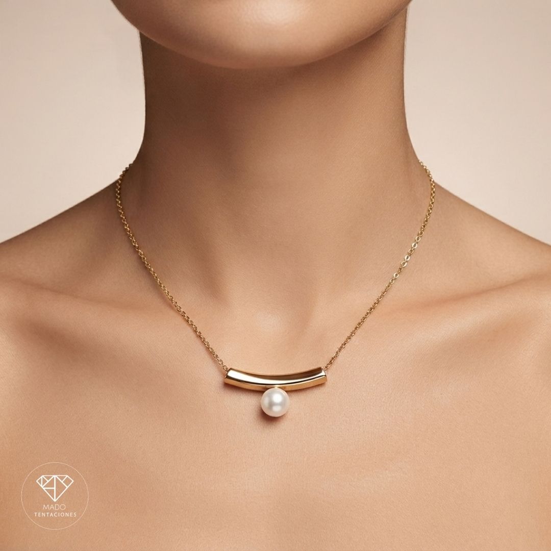 Collar Barra con Perla