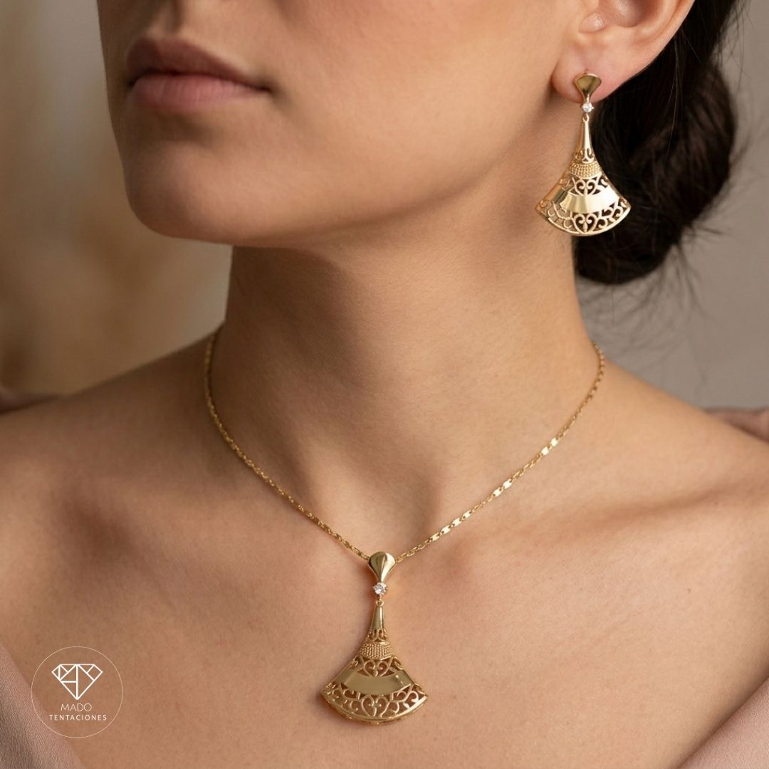 Juego Collar Aretes Abanico