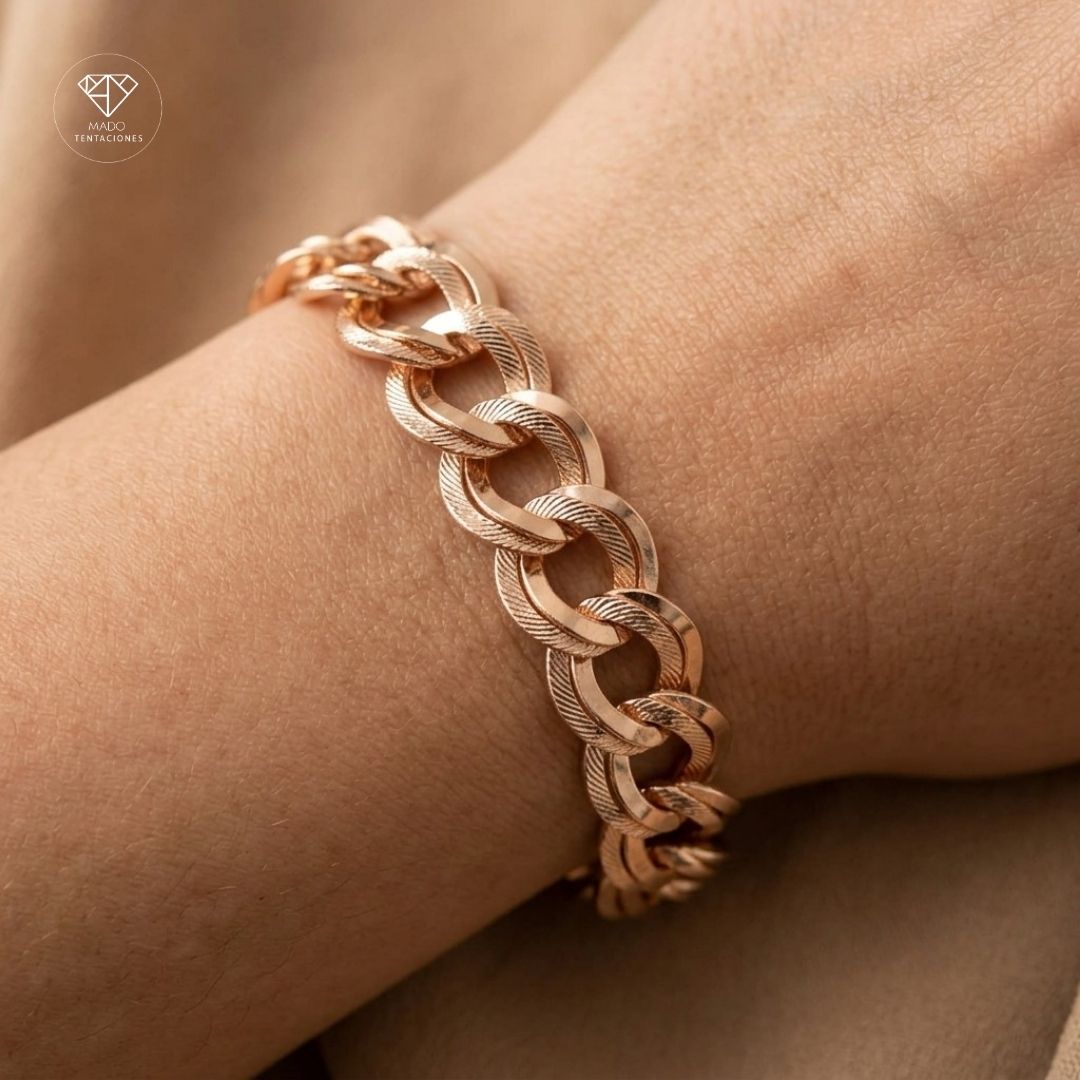 Pulsera Doble Eslabón Labrada