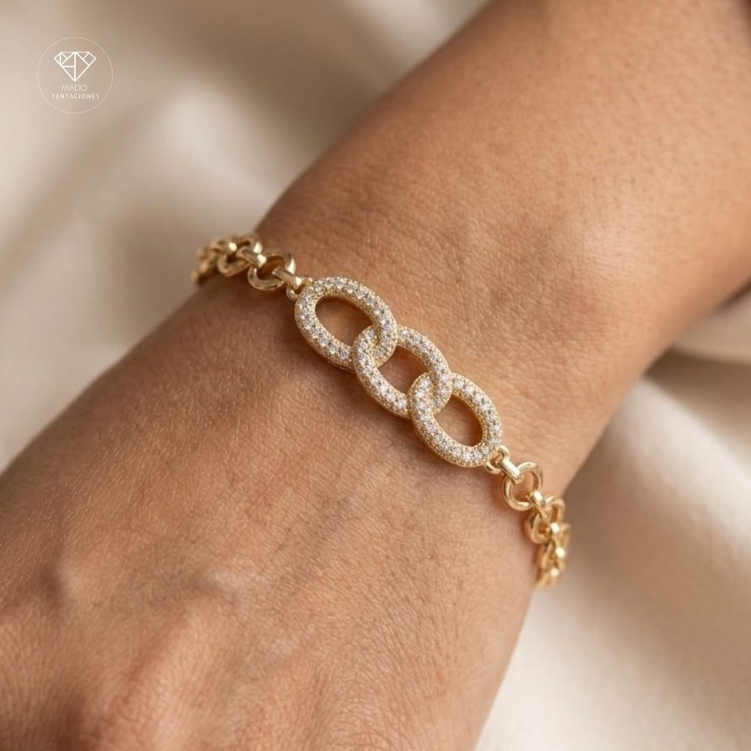 Pulsera Triple Eslabon Pavé