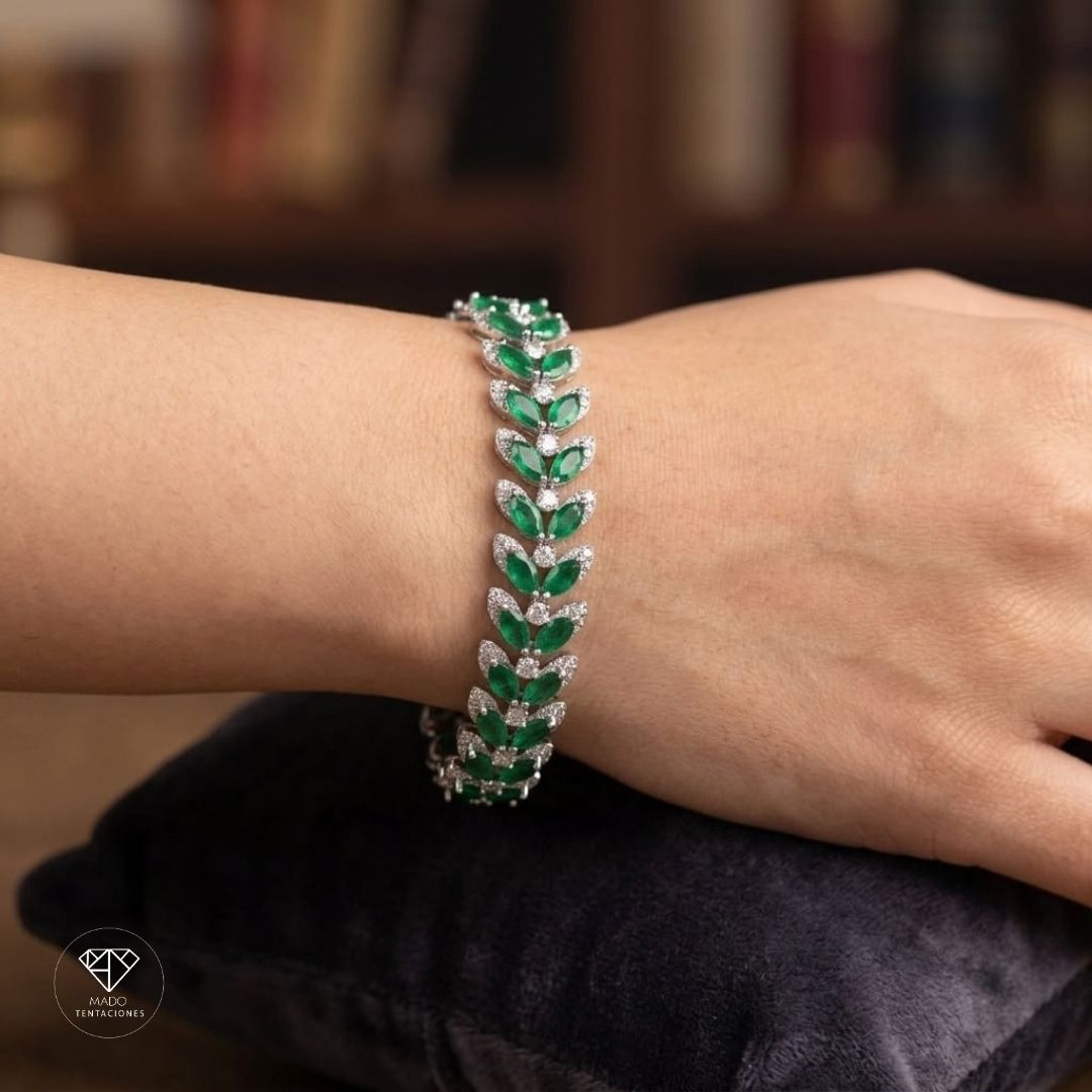 Pulsera Hojas Esmeralda