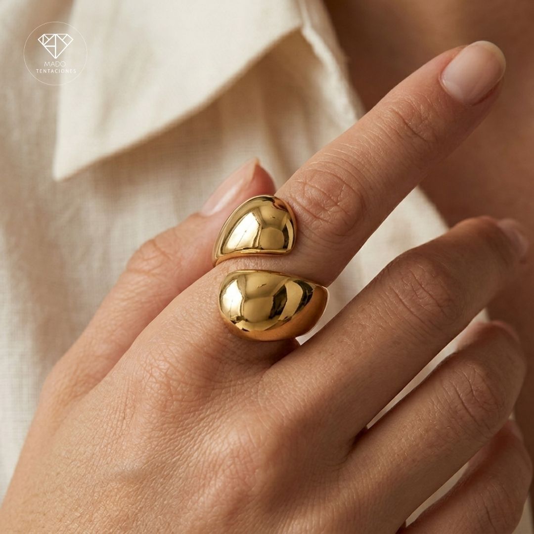 Anillo Maxi Abierto Gotas