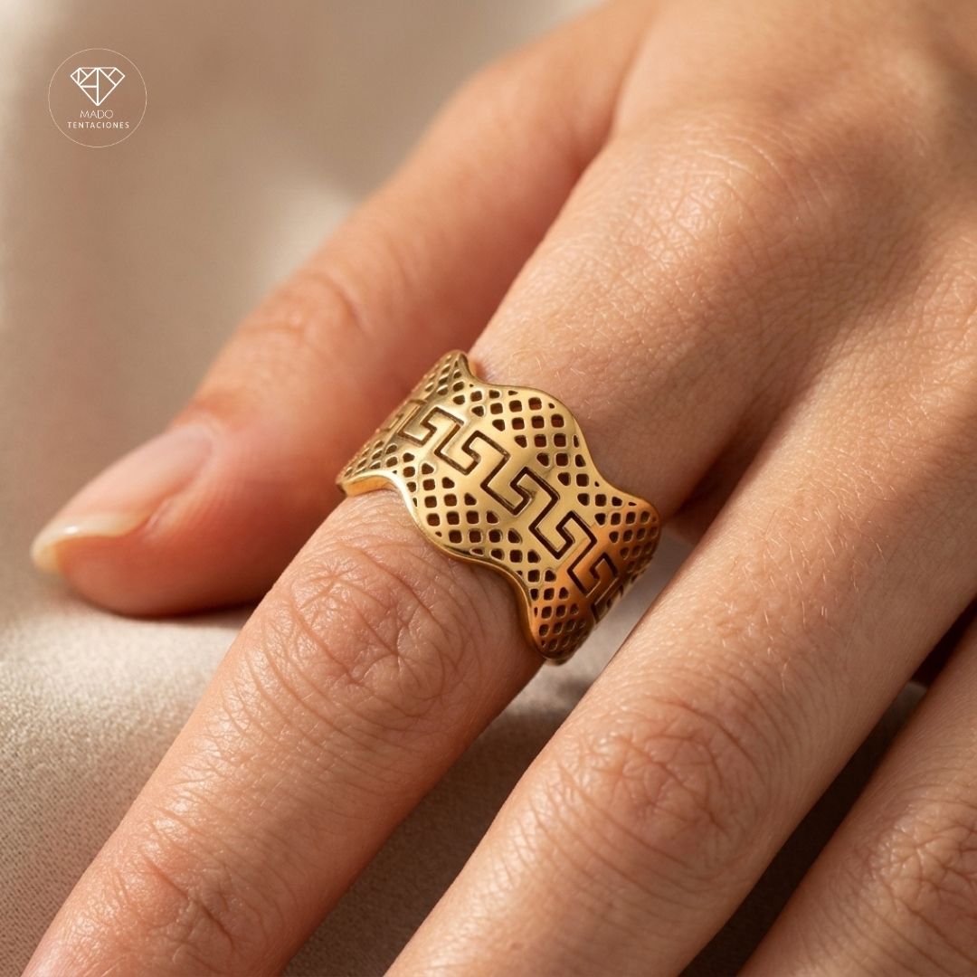 Anillo Greca Ancho Ondulado