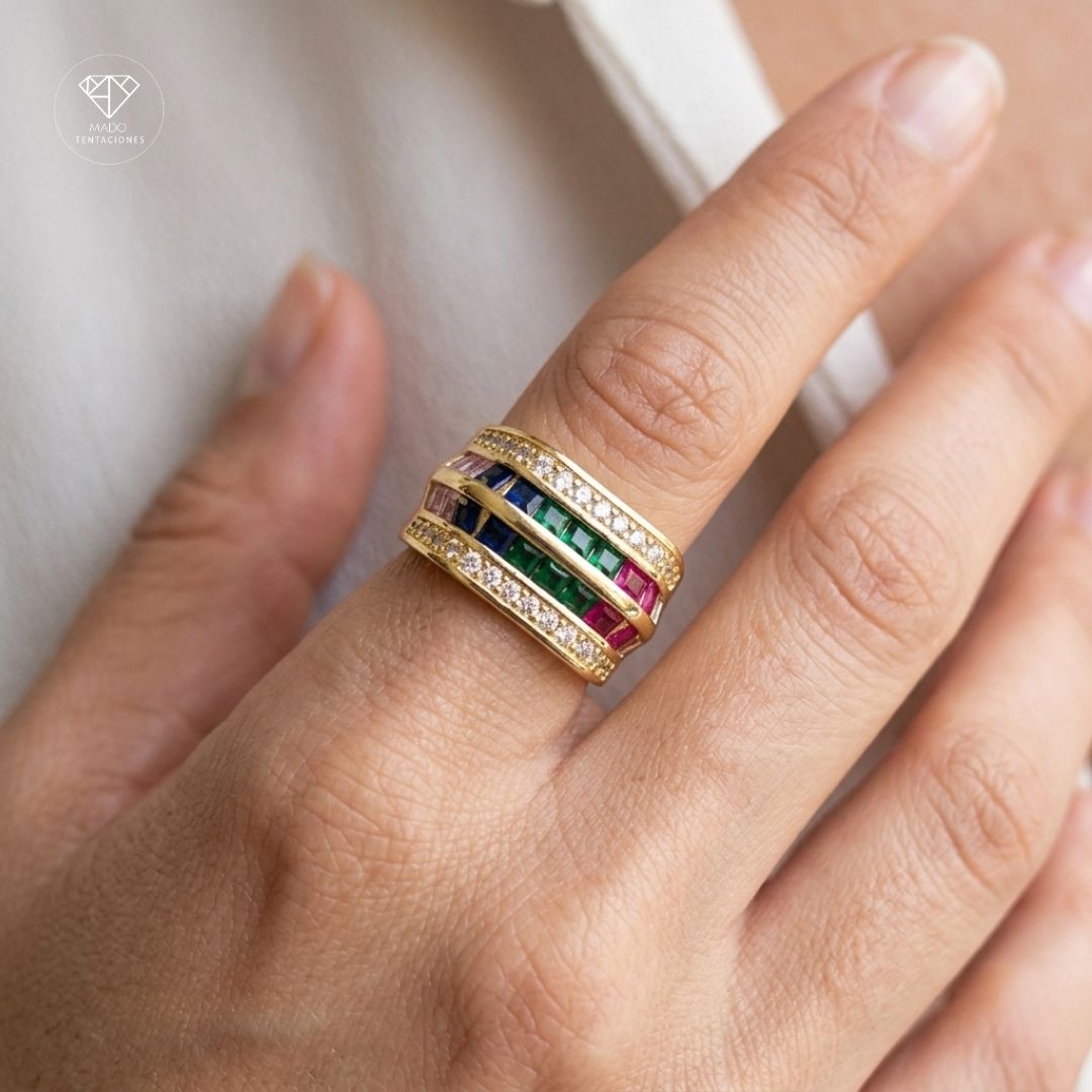 Anillo Churumbela Ancha Multicolor