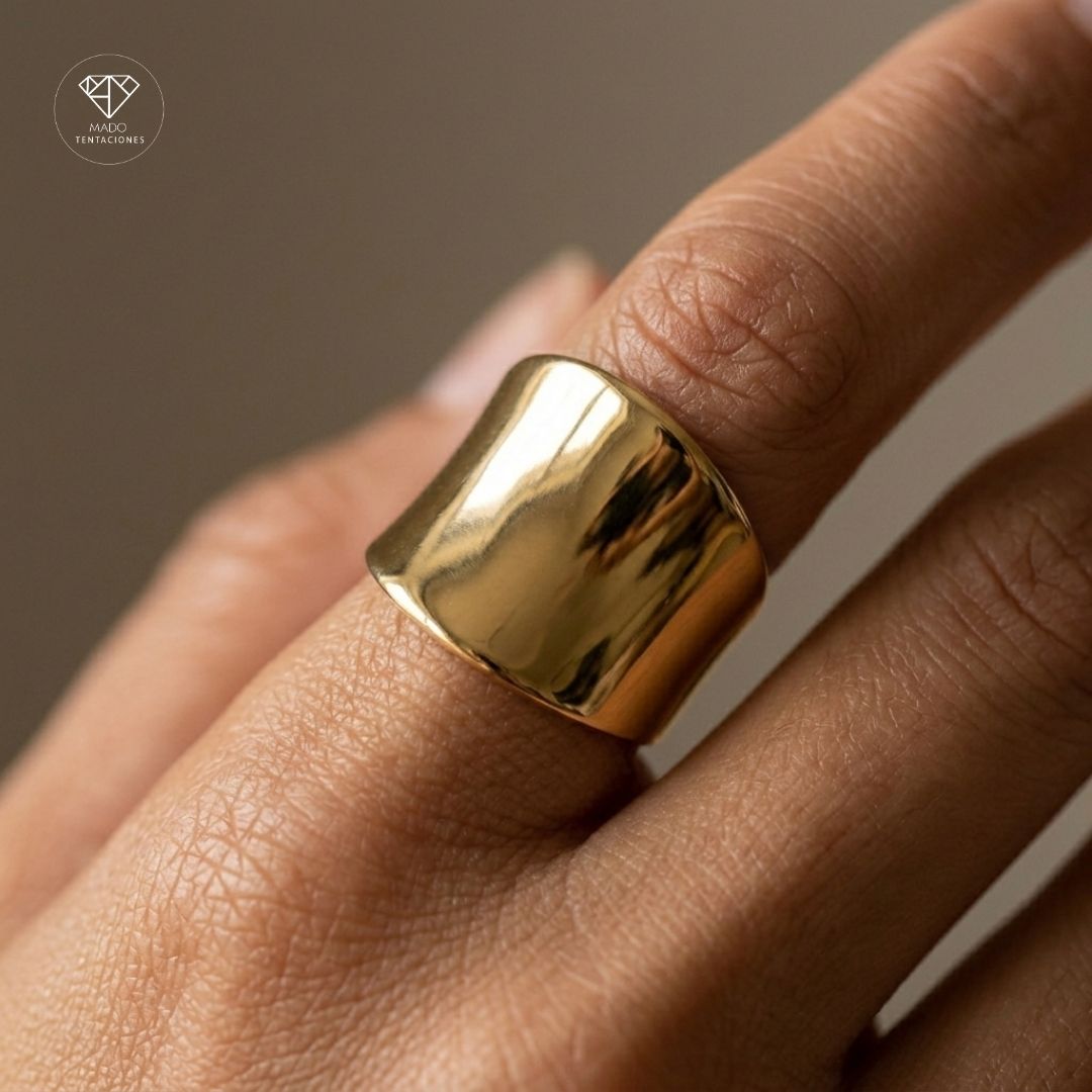 Anillo Maxiliso Espejo Dorado