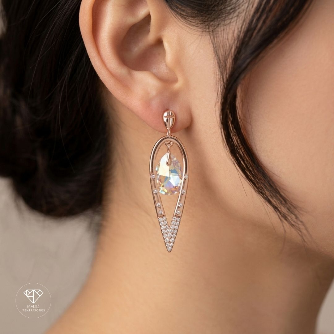Aretes Gota Cristal Iridiscente
