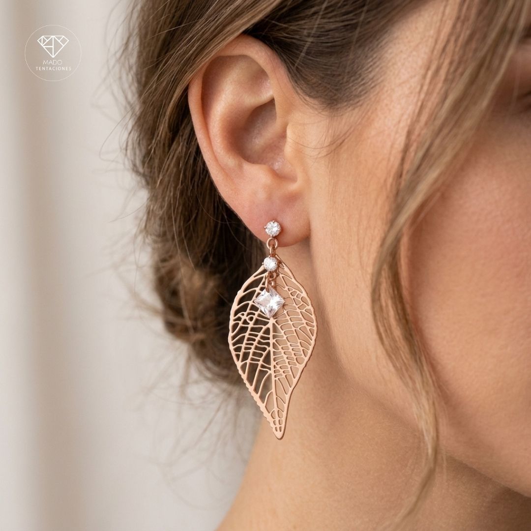 Aretes Colgantes Hoja Filigrana