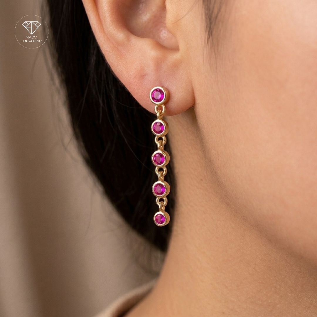 Aretes Cascada Fucsia
