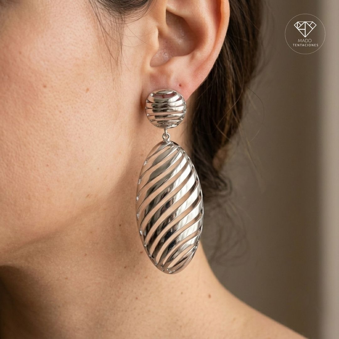 Aretes Maxi Calados Platinados