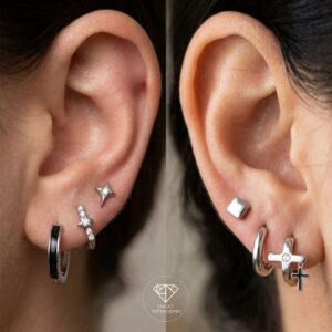 Set Aretes Platinados Mix Match
