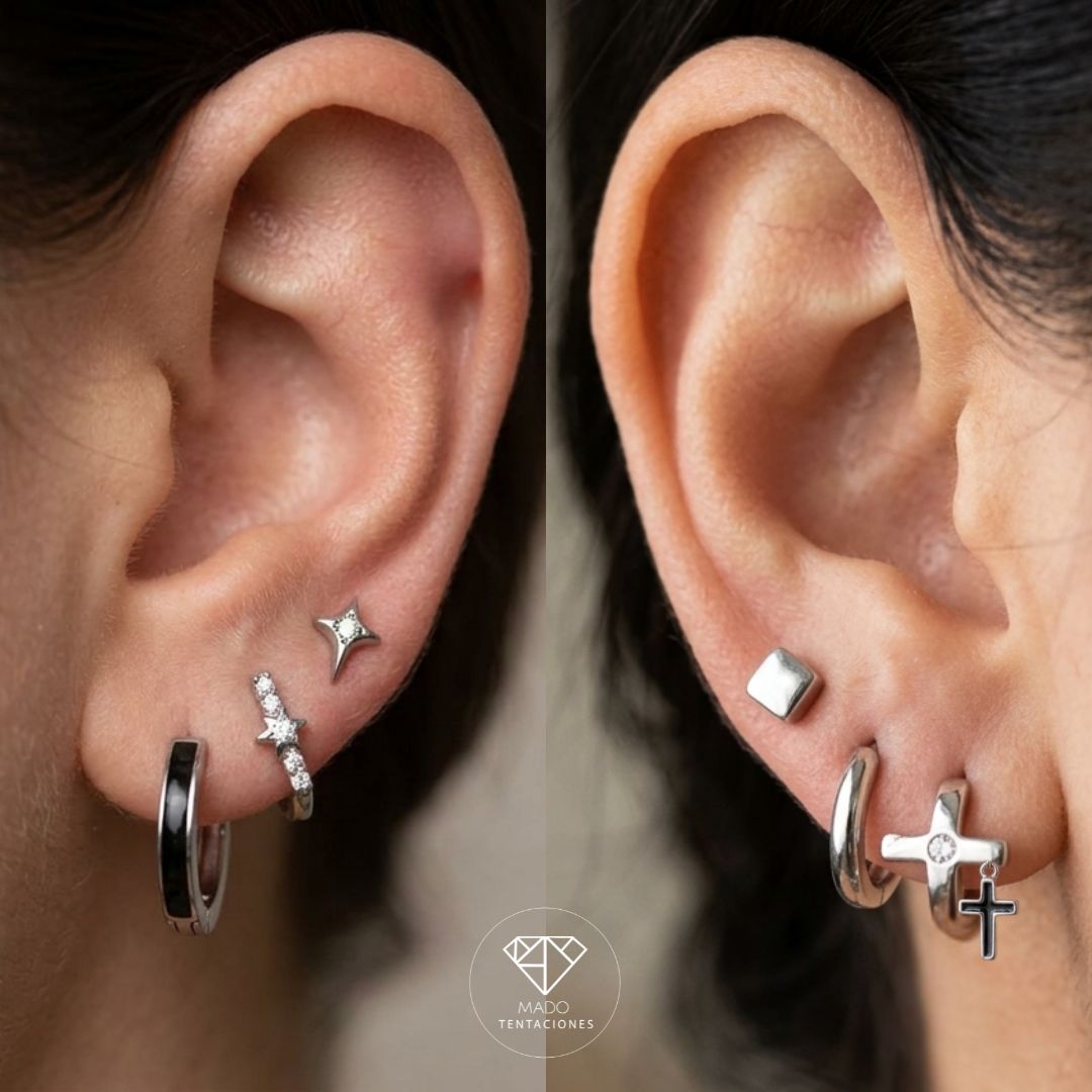 Set Aretes Platinados Mix Match