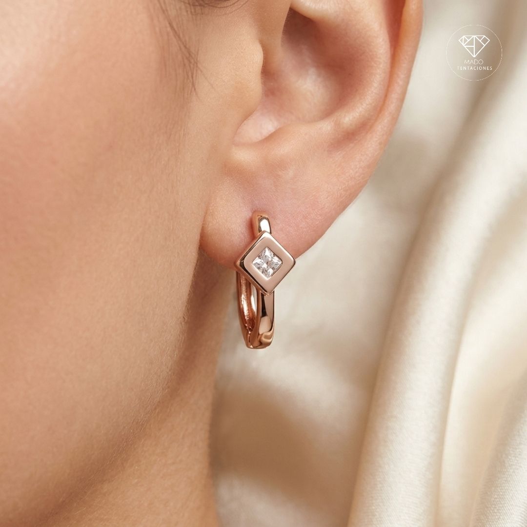Aretes Sistema Rombo Dorado