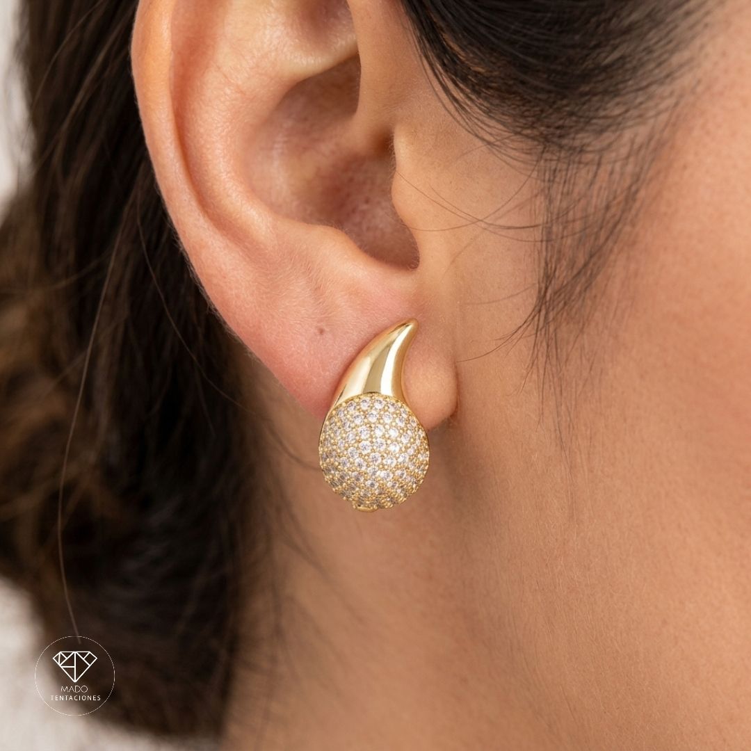 Aretes Gota Pavé Dorado