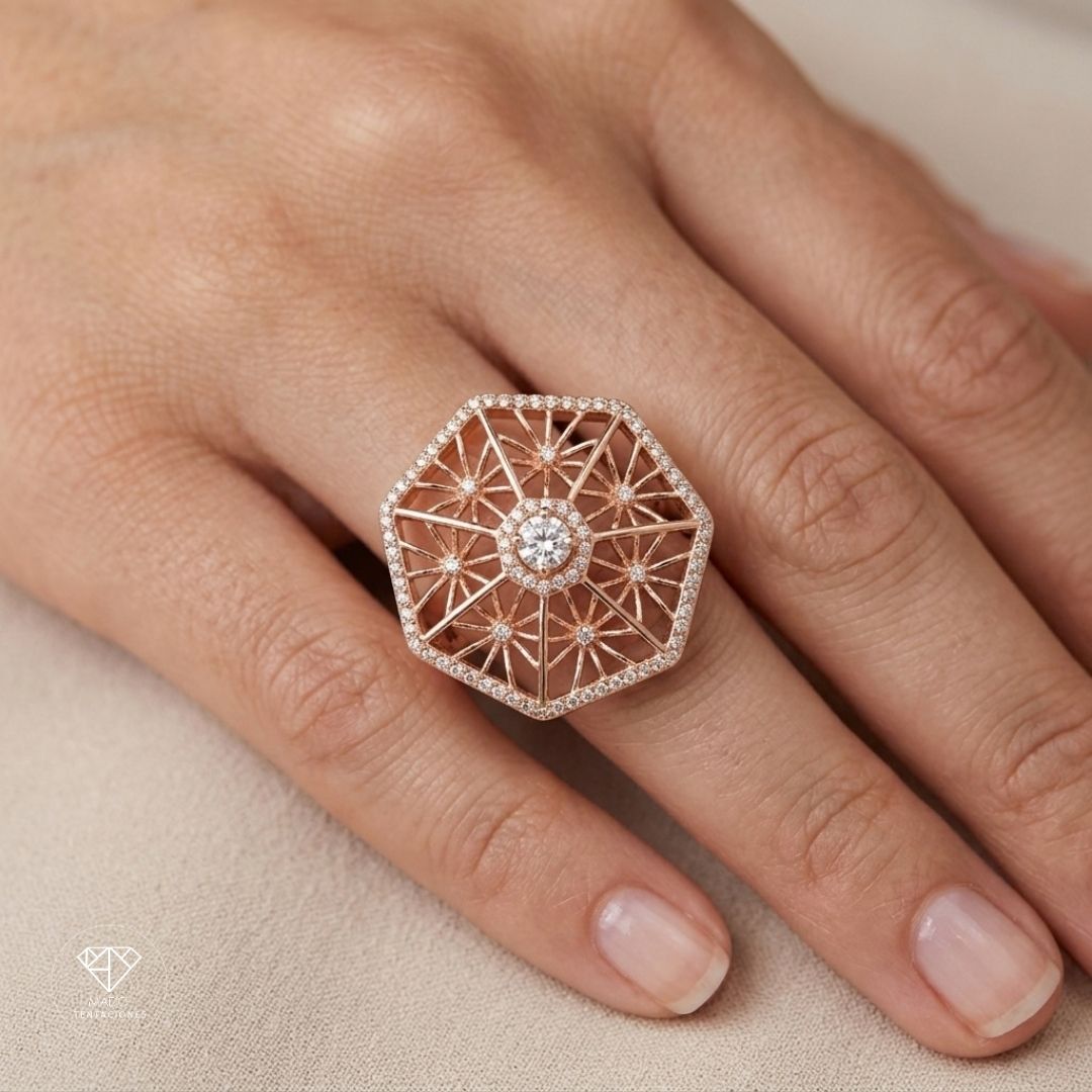 Anillo Cóctel Geométrico Mandala