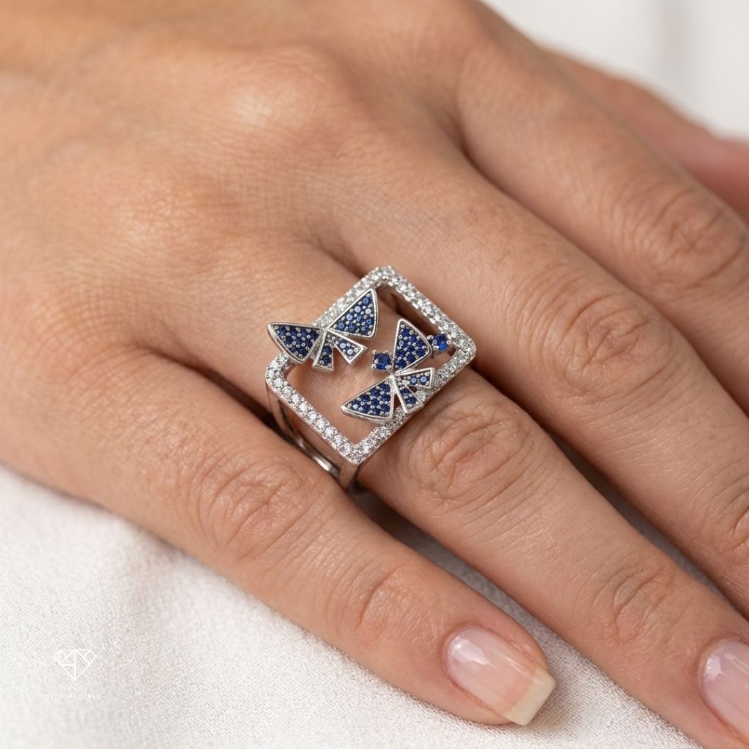 Anillo Marco Mariposas Azules