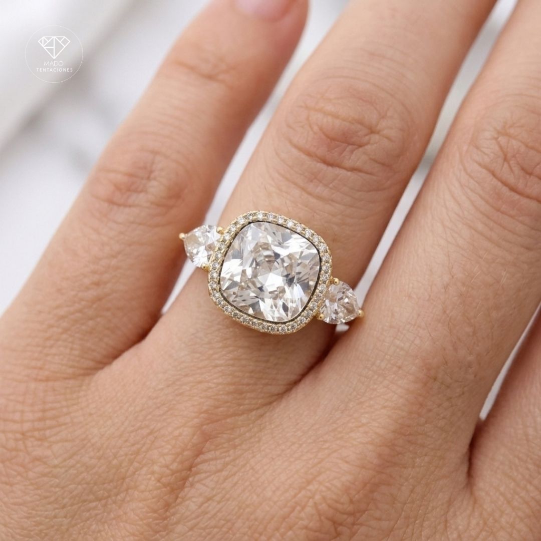 Anillo Halo Cojín Trilogía