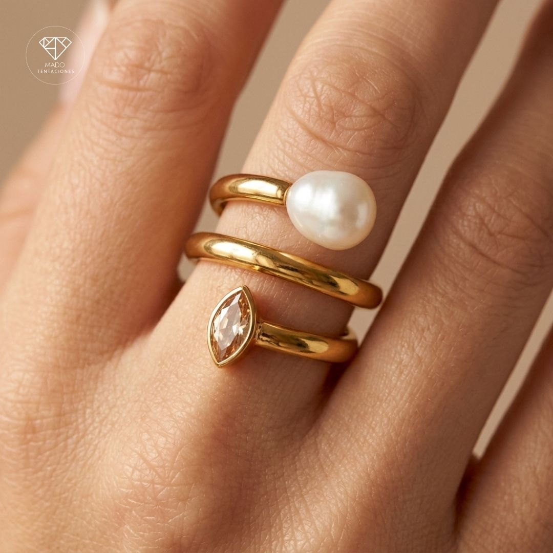 Anillo Espiral Perla Marqués