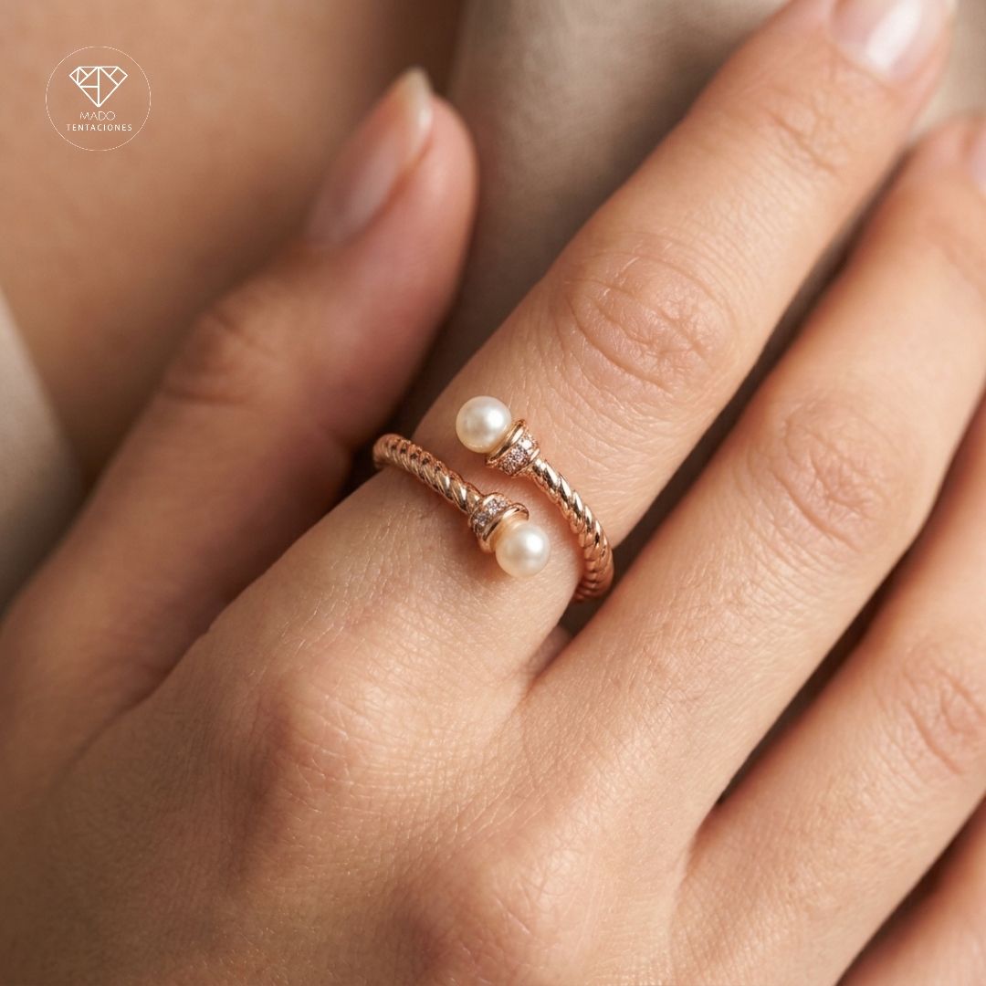 Anillo Perlas Trenzado