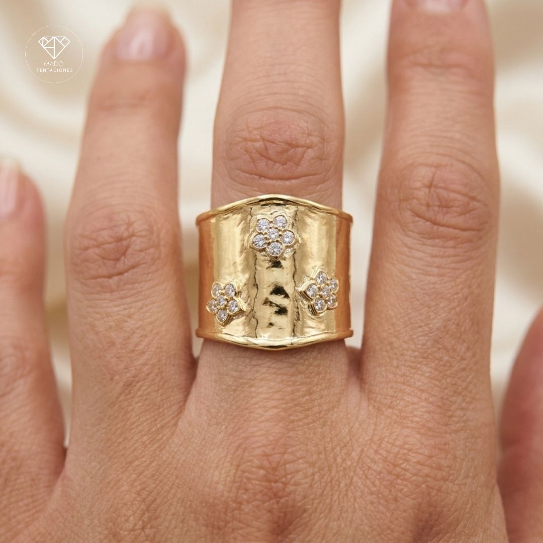 Anillo Maxi Flores Dorado