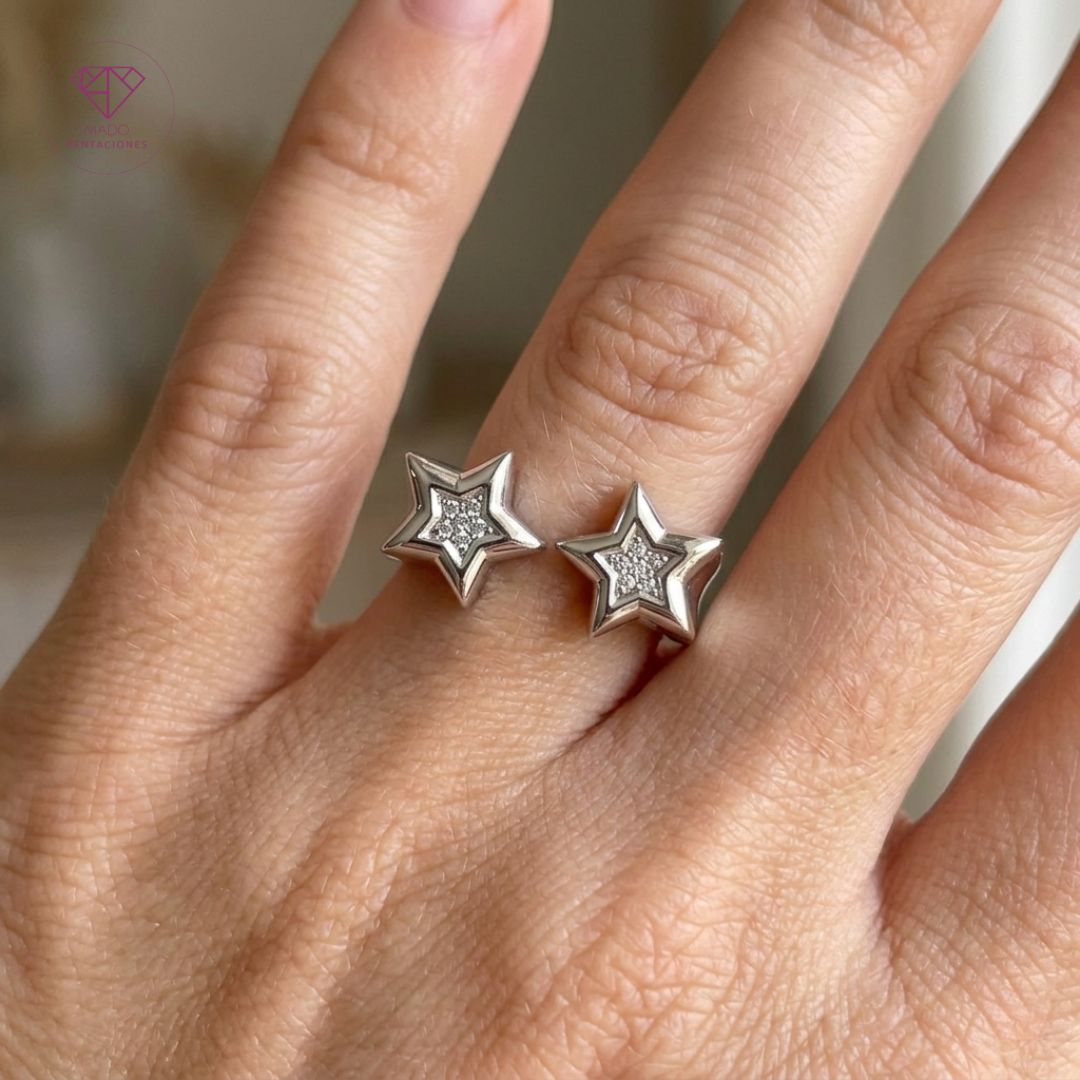 Anillo Abierto Doble Estrella