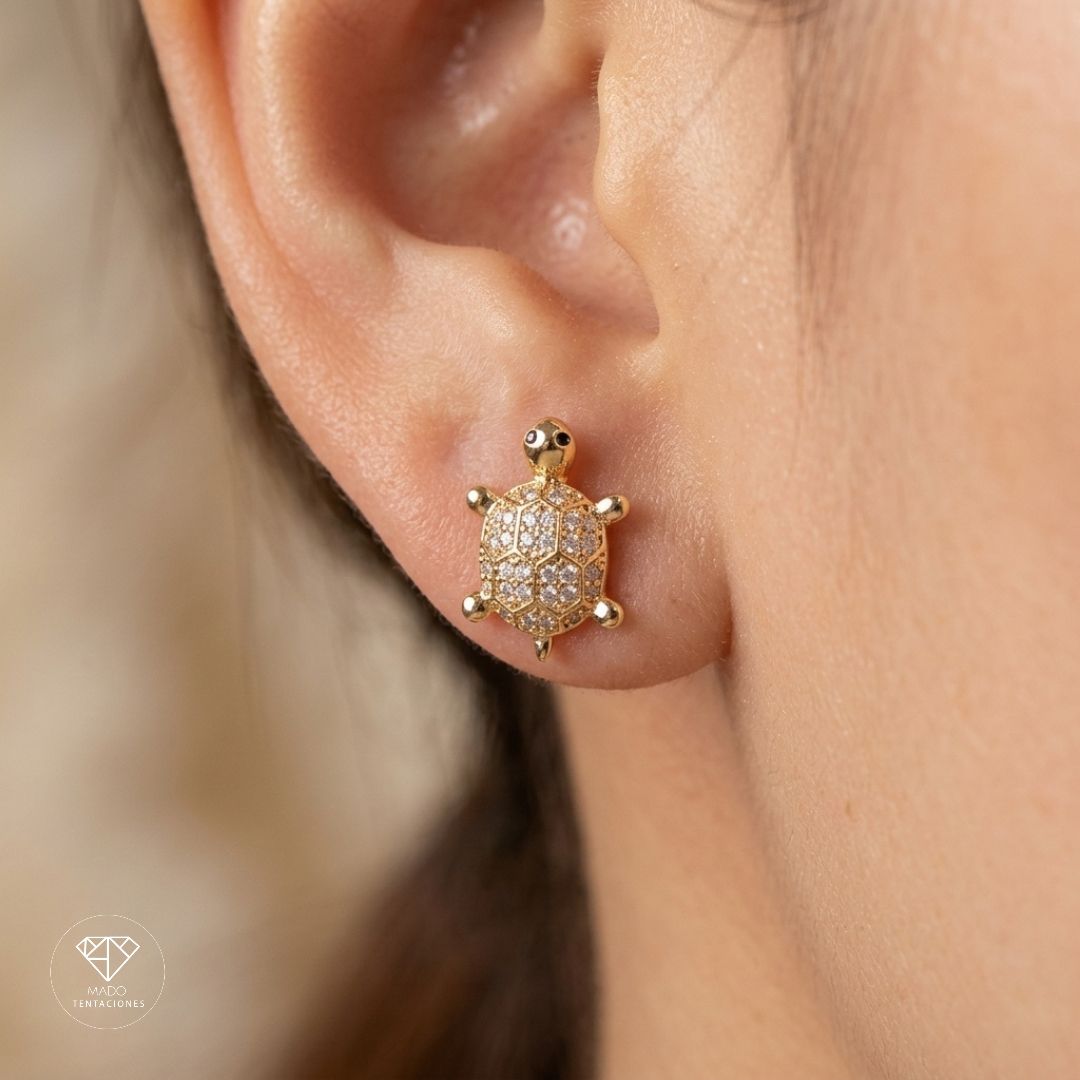 Broqueles Tortuga Pavé Dorado