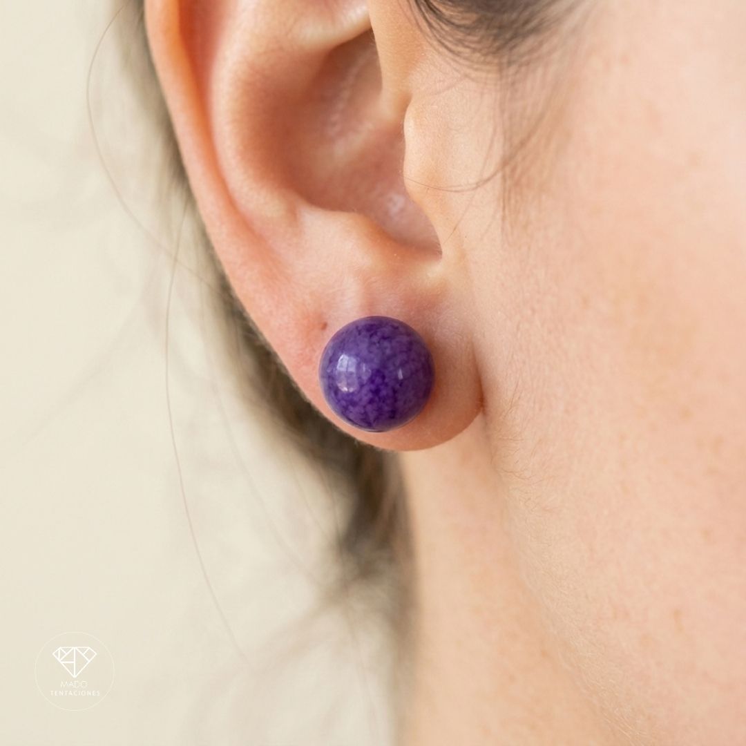 Aretes Esfera Floral Púrpura