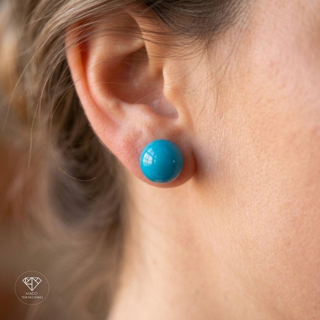 Broqueles Esfera Azul Turquesa