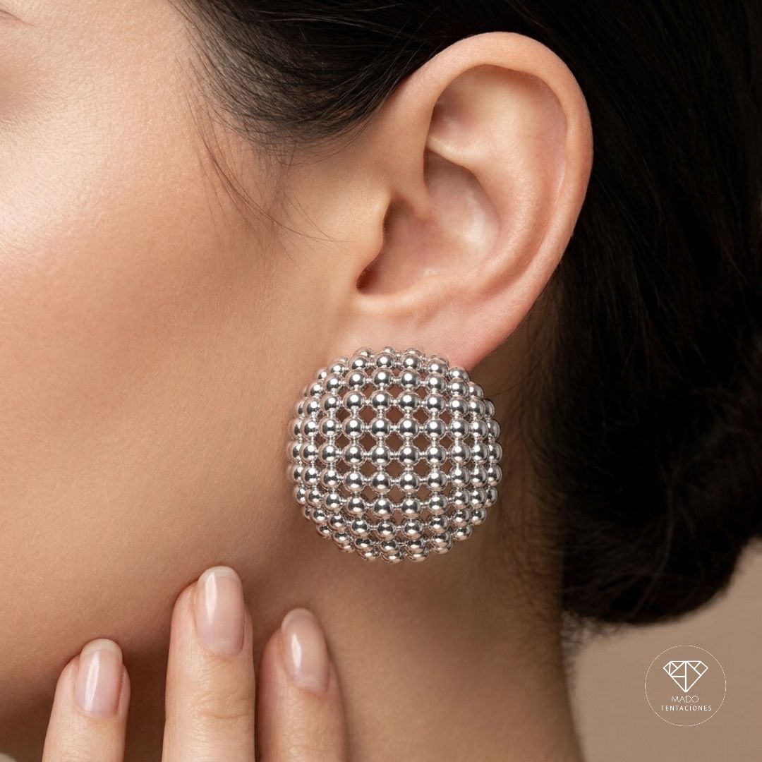 Broqueles Maxi Malla Platinados