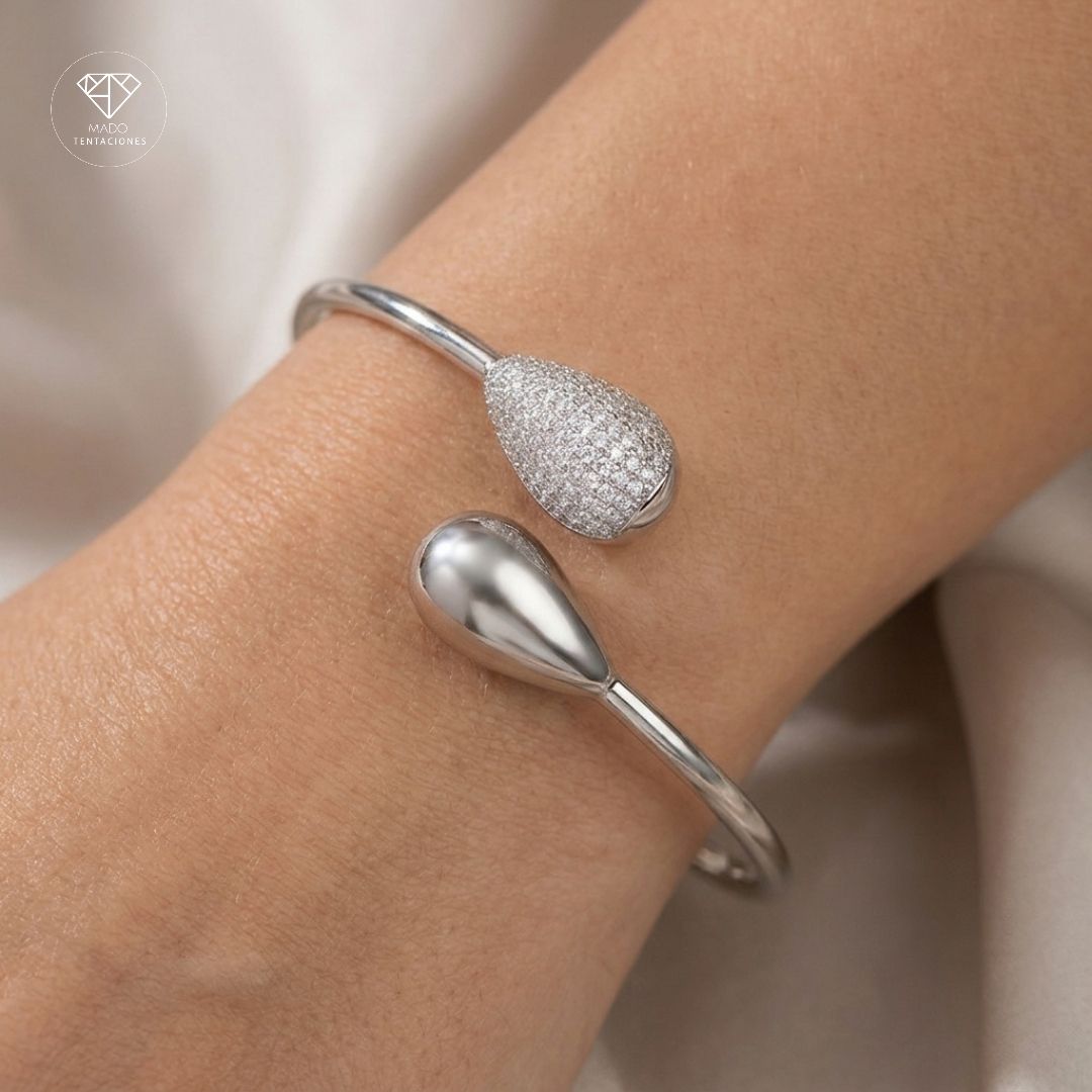 Brazalete Platinado Doble Gota