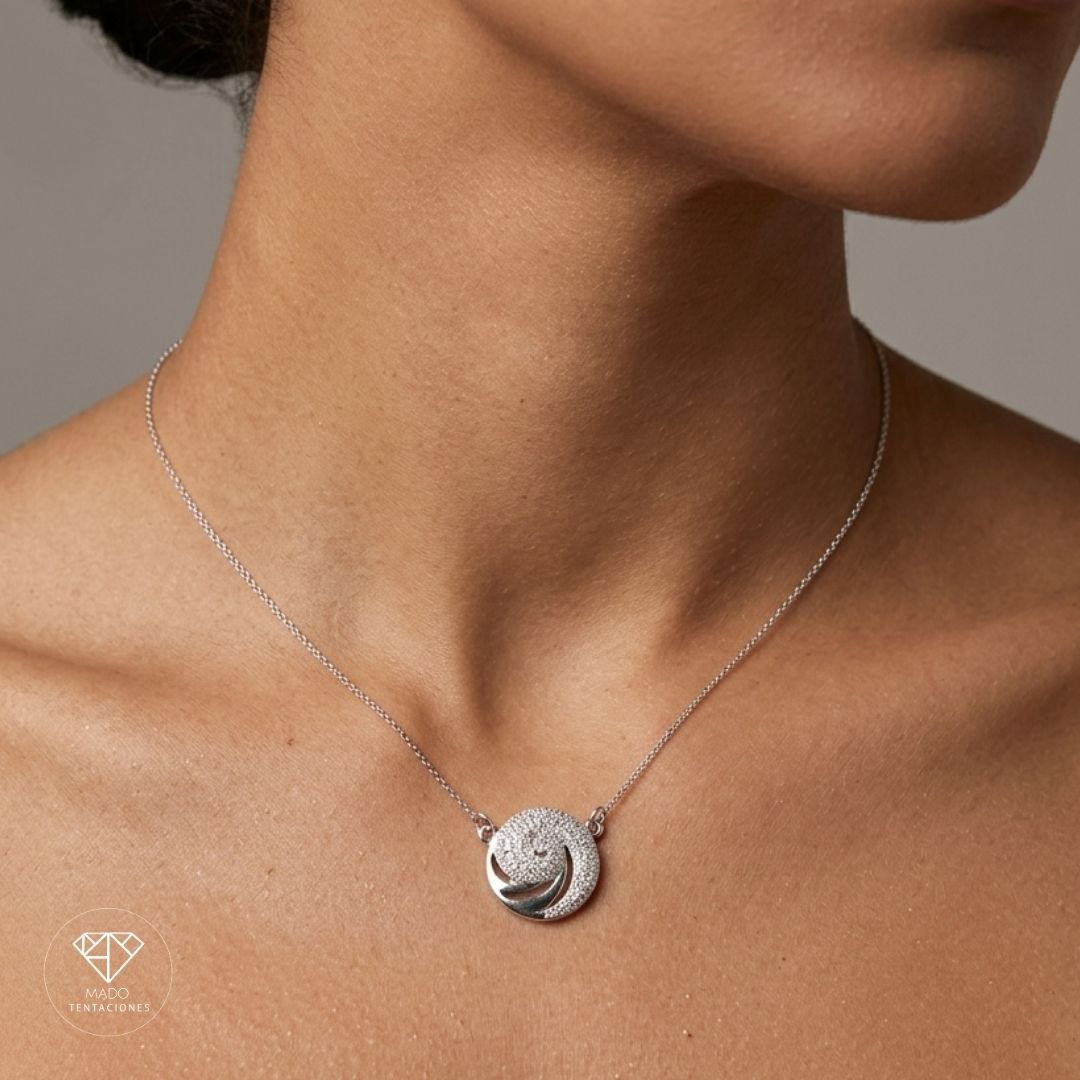 Collar Círculo Espiral Platinado