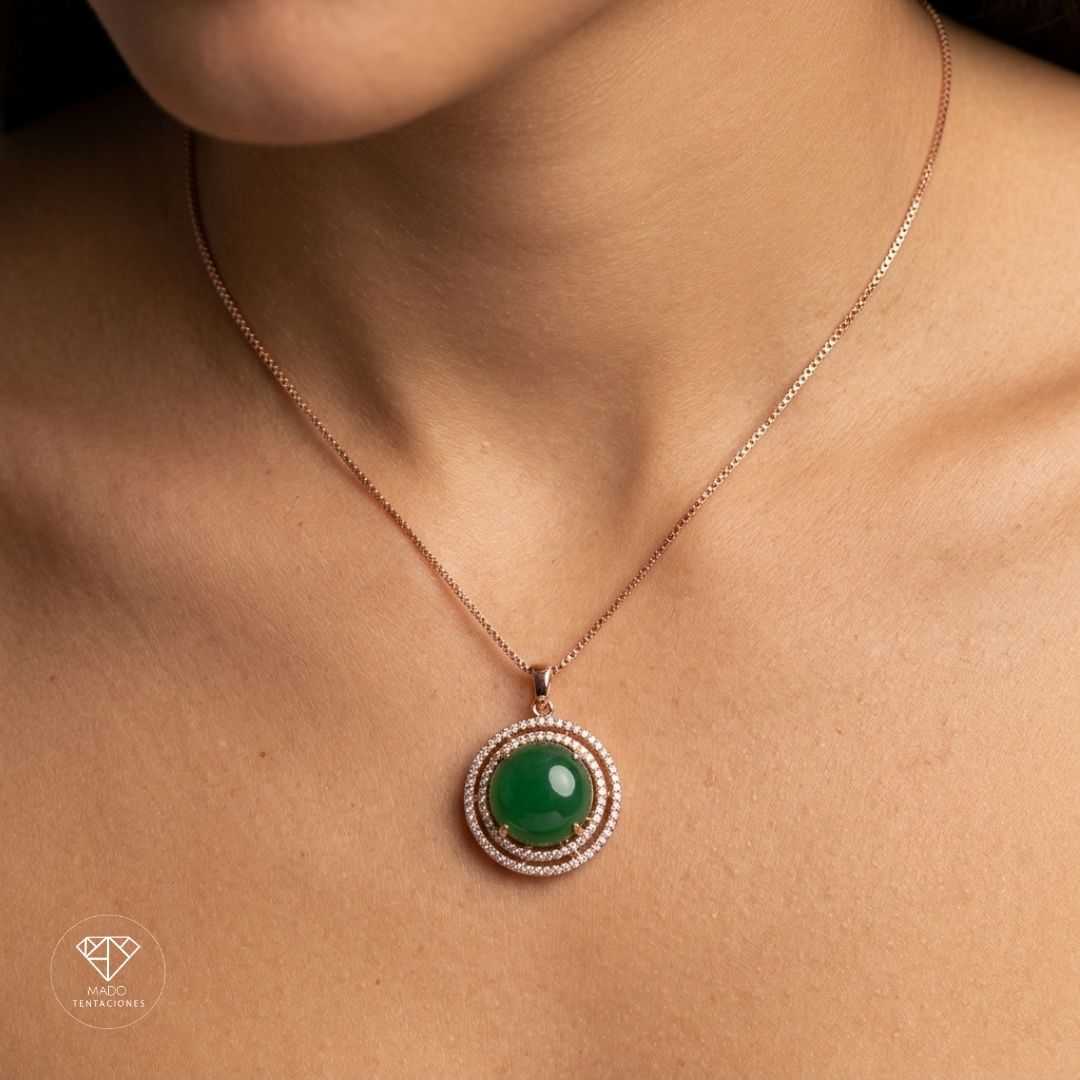 Collar Circular Piedra Verde