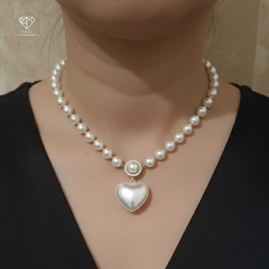 Collar Perlas Dije Corazón
