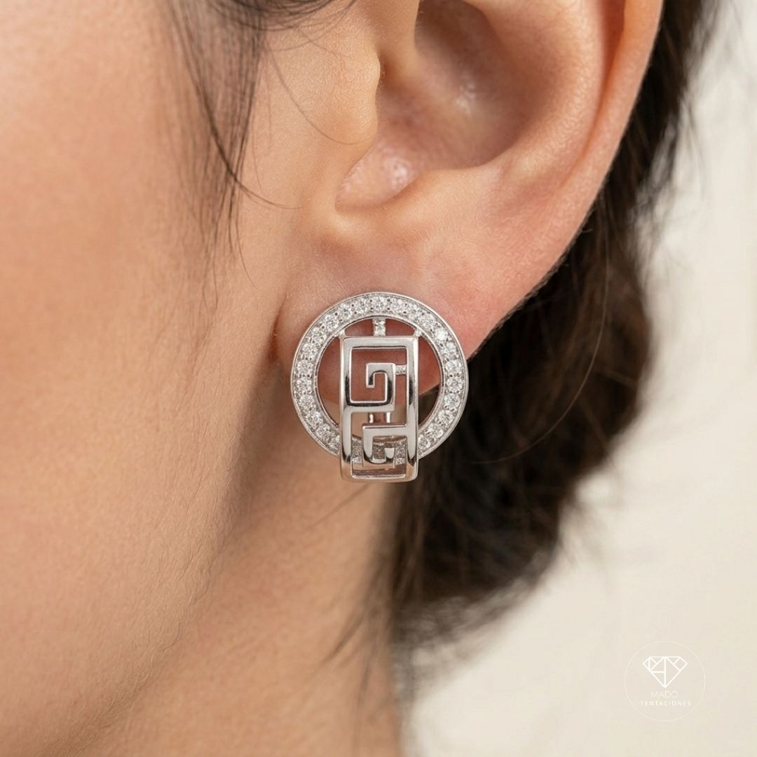 Aretes Huggie Halo Greca