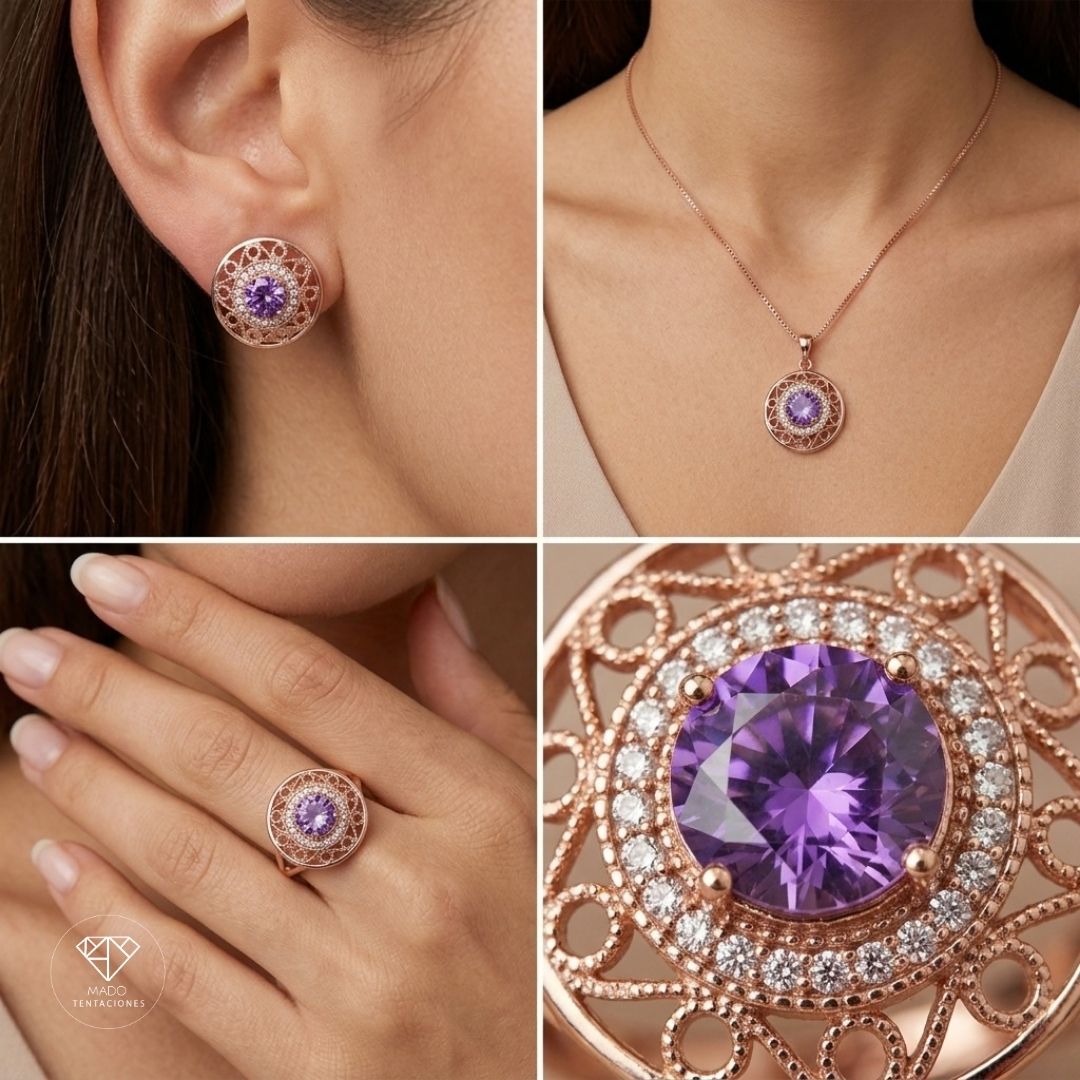 Set Joyería Filigrana Violeta
