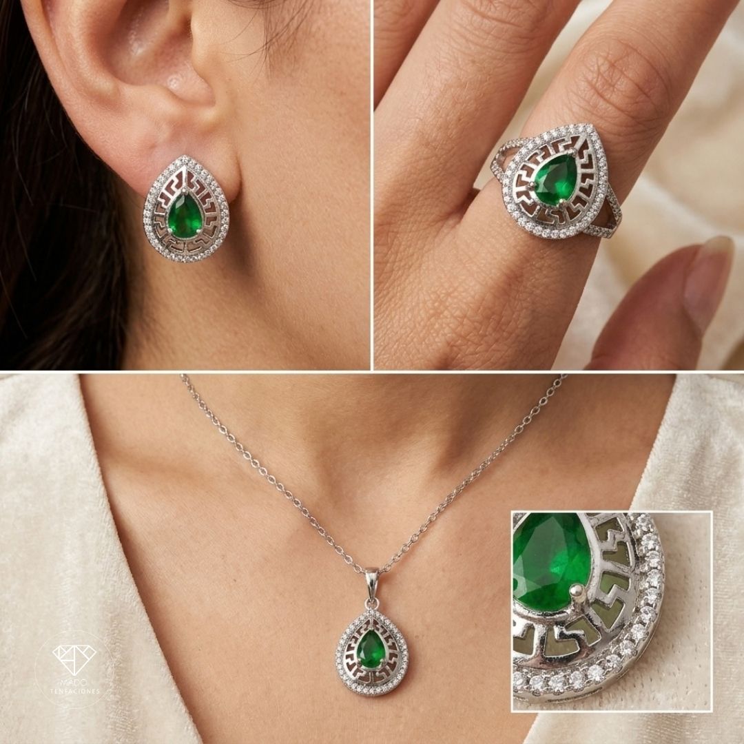 Set Joyería Gota Esmeralda