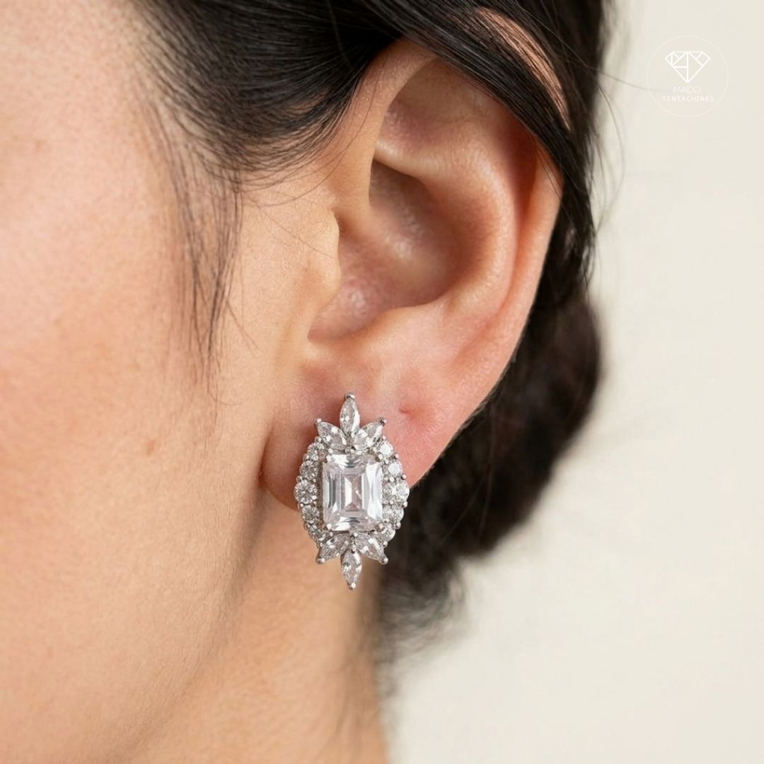 Aretes Elegantes Corte Esmeralda