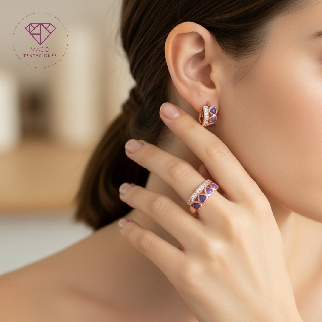 Juego Corazones Morados Rose