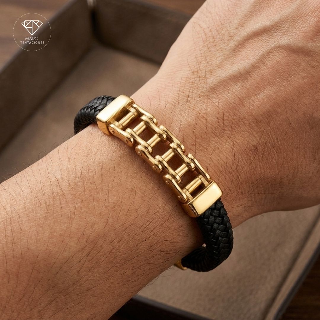Pulsera Piel Tejida Biker