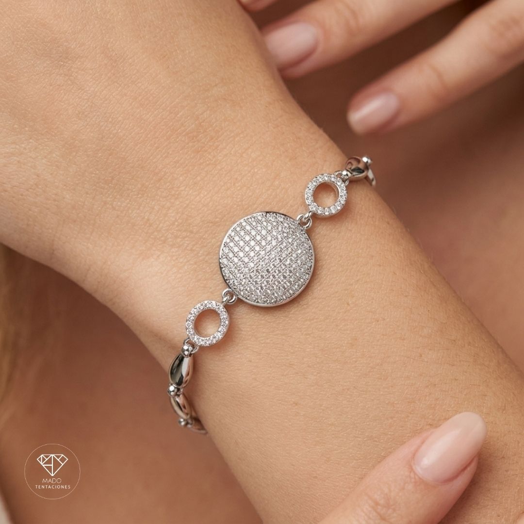 Pulsera Círculo Pavé Platinada