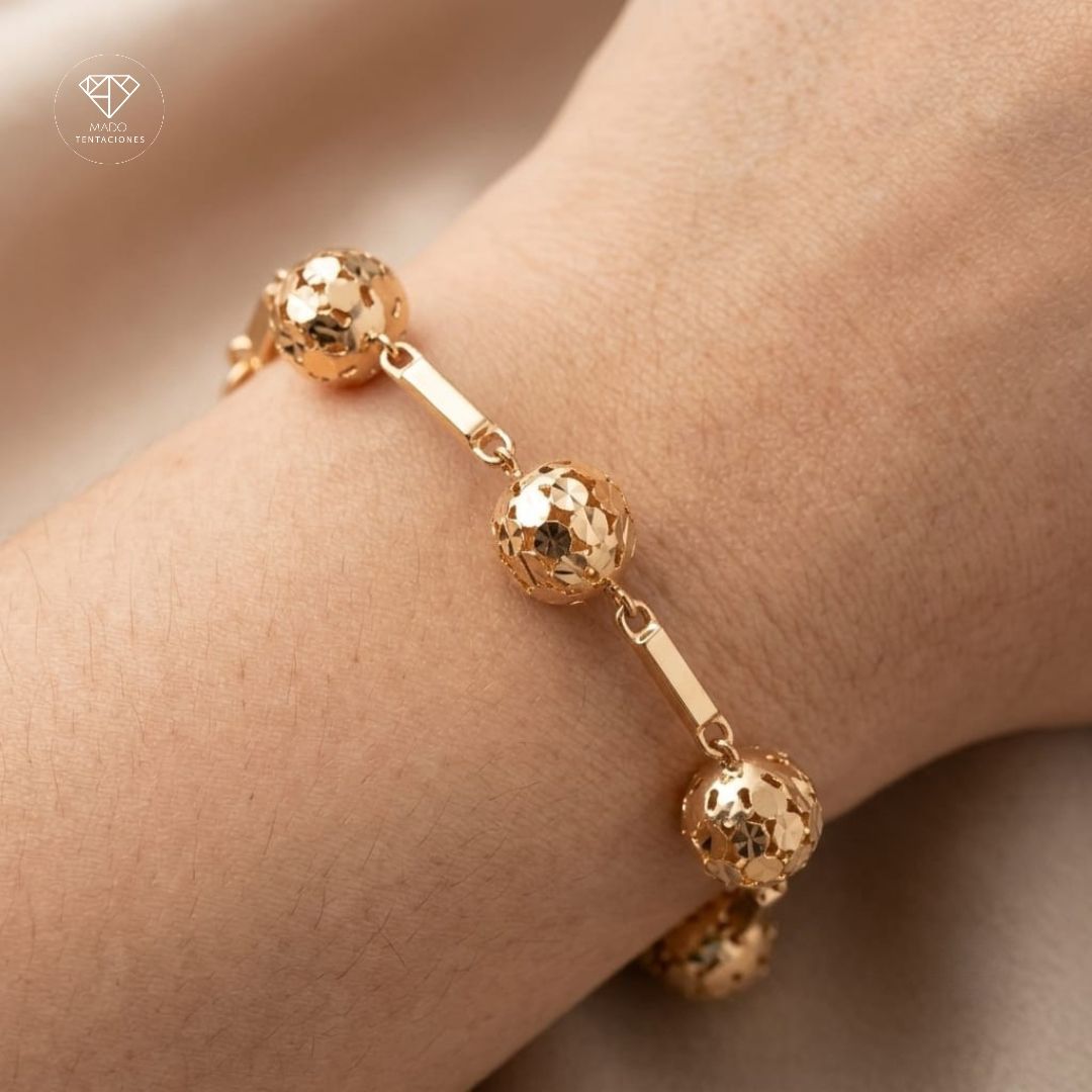 Pulsera Esferas Caladas Diamantadas