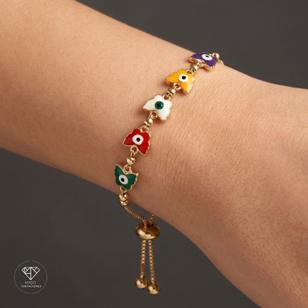 Pulsera Ajustable Mariposas Multicolor